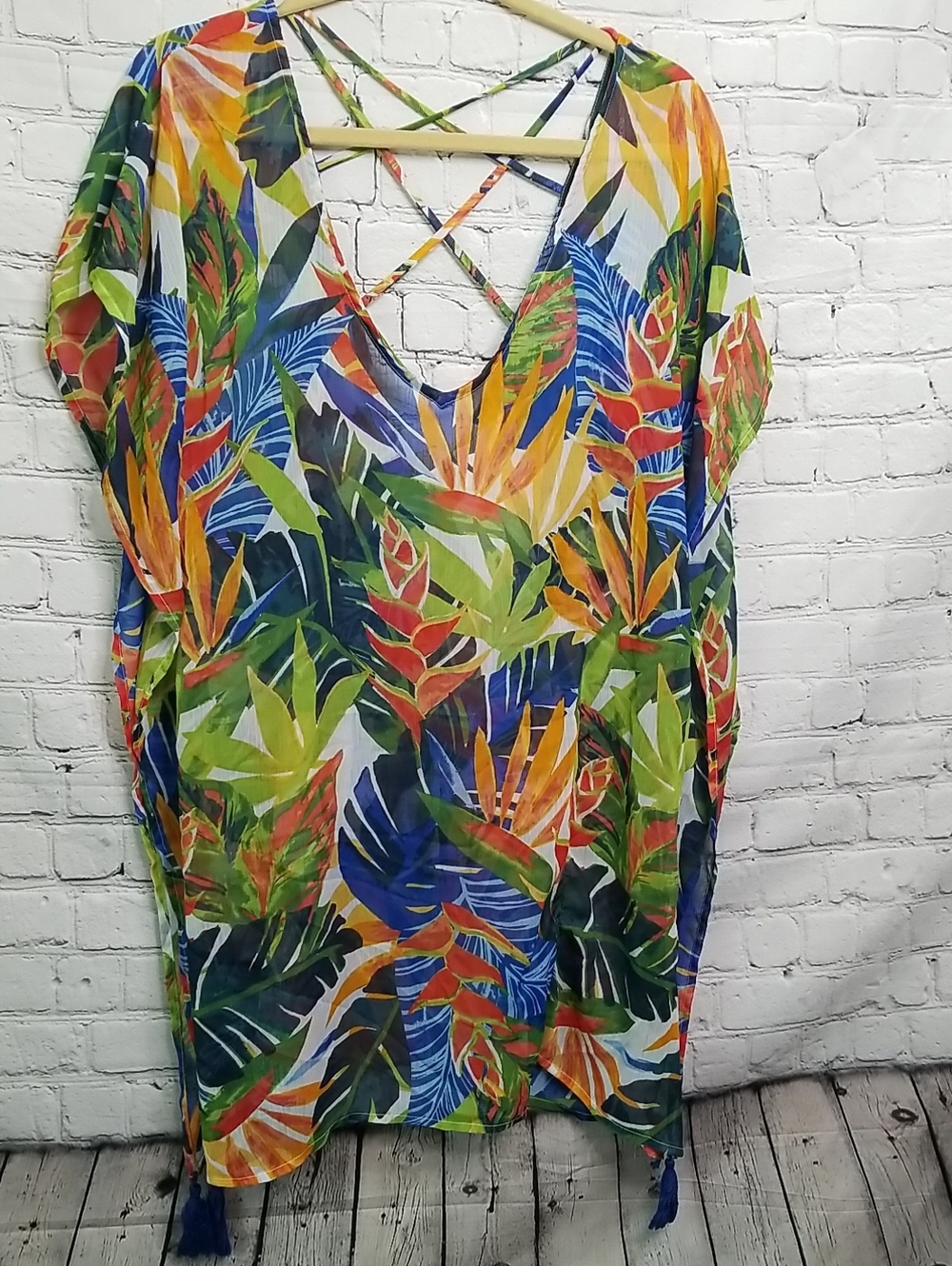 Kona Soul Caftan Bird of Paradise Print M Beach Coverup